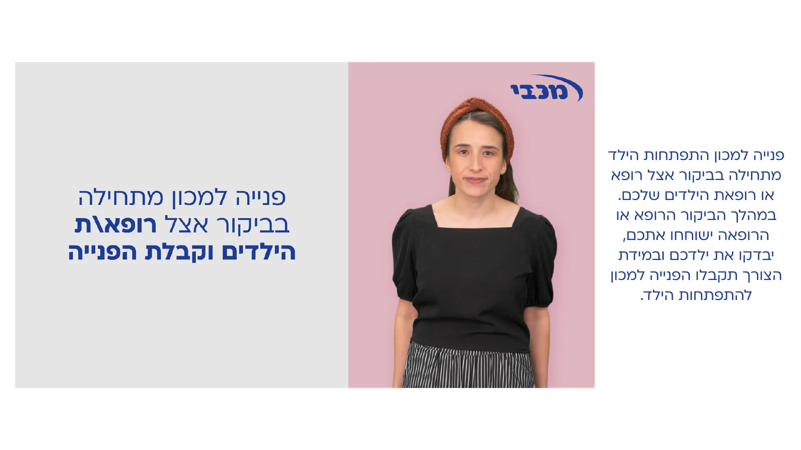 סטוריבורד של בייגל למכבי: מציגה לצד כיתוב על תחילת הפנייה למכון